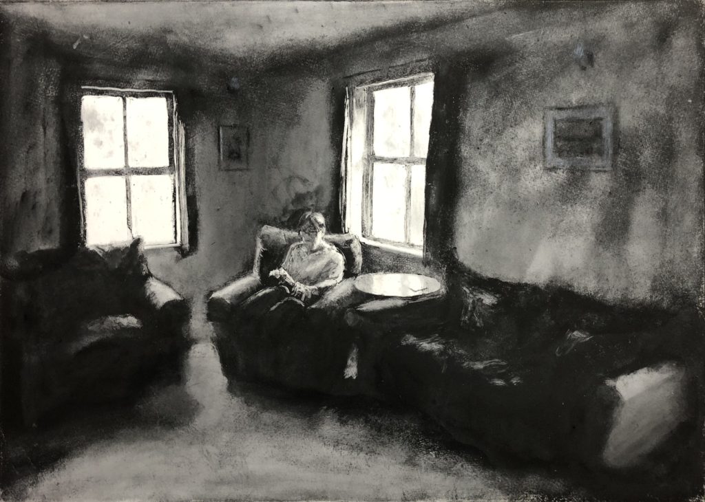 TheReader, woman reading in a cottage