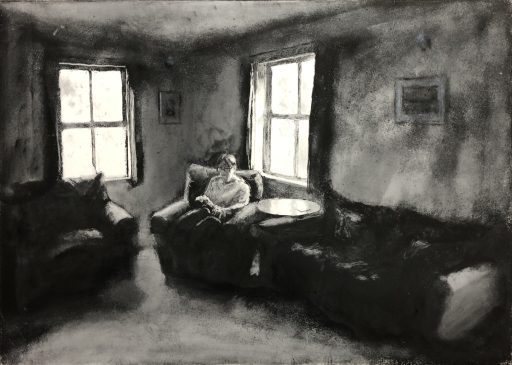 TheReader, woman reading in a cottage