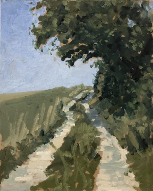 Painted on location (en plein air) on a farm track in Lancashire
