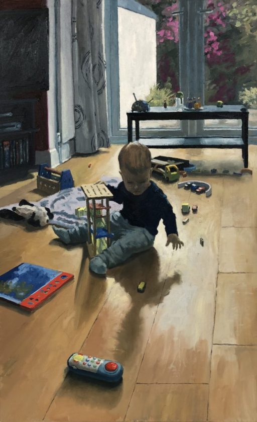 Light streams into a room where a child plays