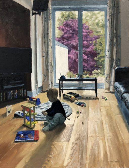 Light from a French window illuminates a room