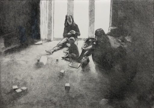 child at play in sun streaked room