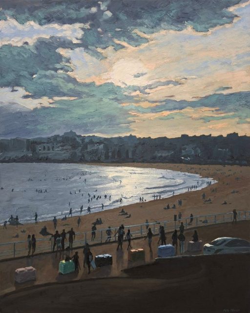 View of Bondi Beach from North Bondi RSL as the sun is going down